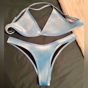Light Blue Velvet Hoaka Bikini Set